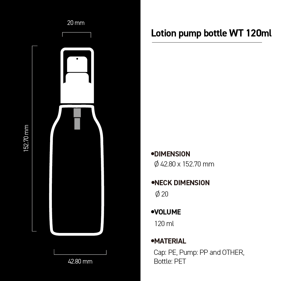Lotion pump bottle WT 120ml image 3